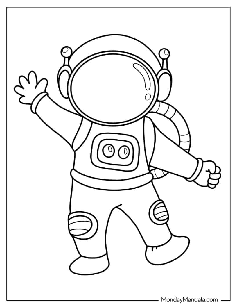 Simple Outline Of Astronaut For Kids coloring page