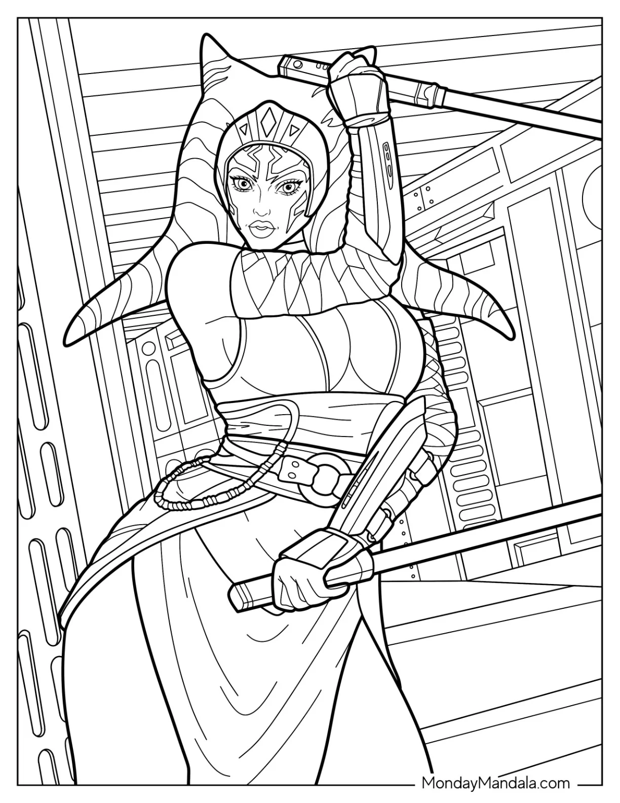 Ahsoka Coloring Page Fighting In Starcruiser coloring page