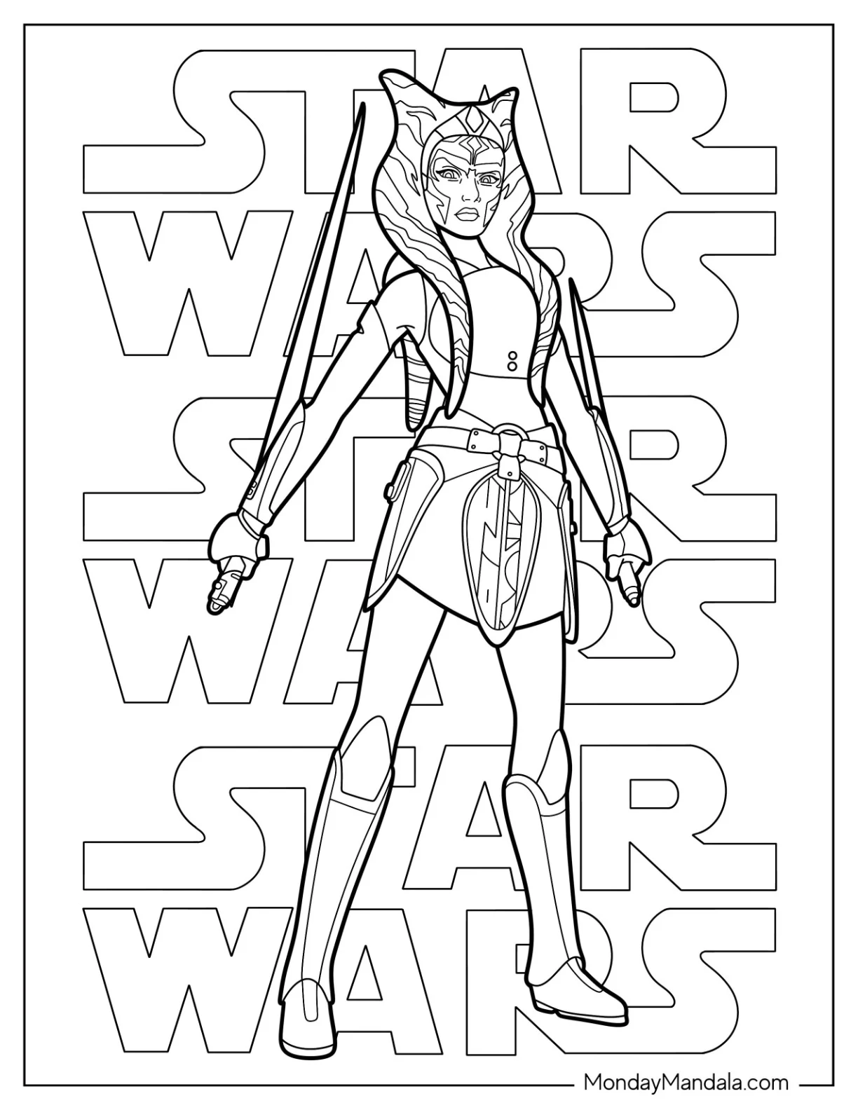 Ahsoka Coloring Page Star Wars Poster coloring page