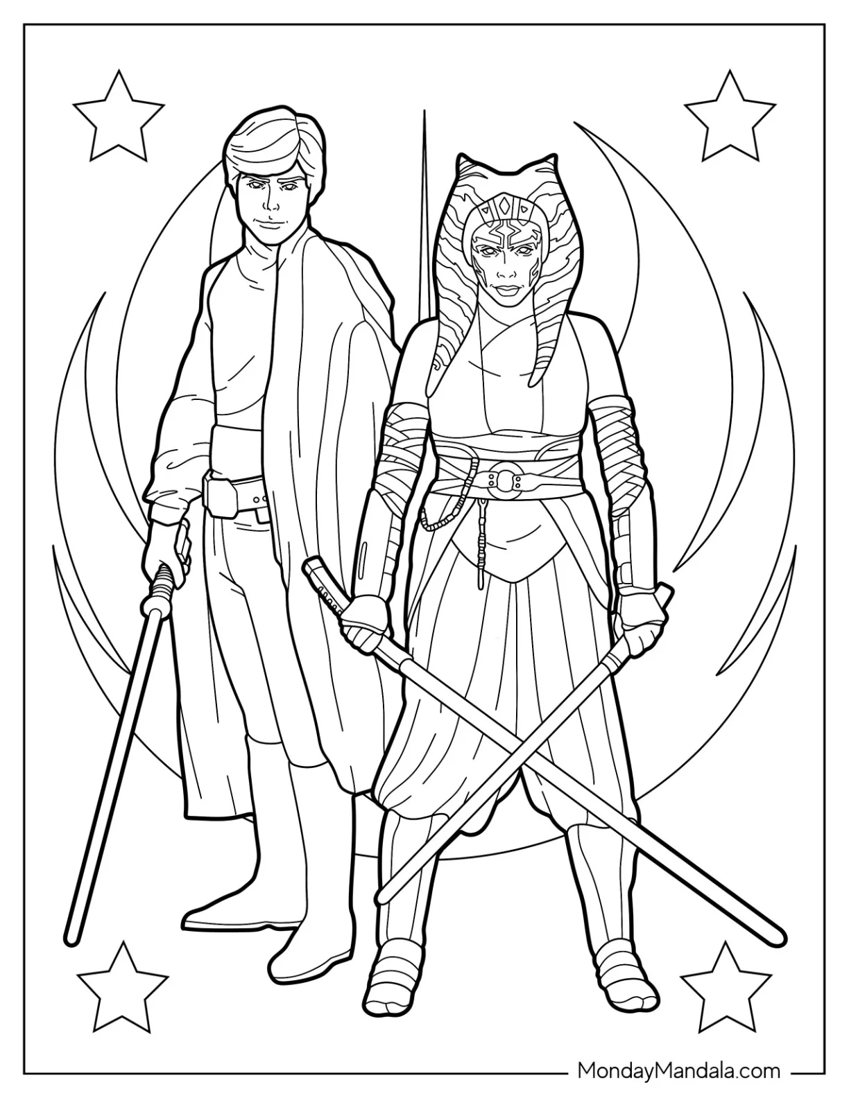 Ahsoka Coloring Page With Luke Skywalker coloring page