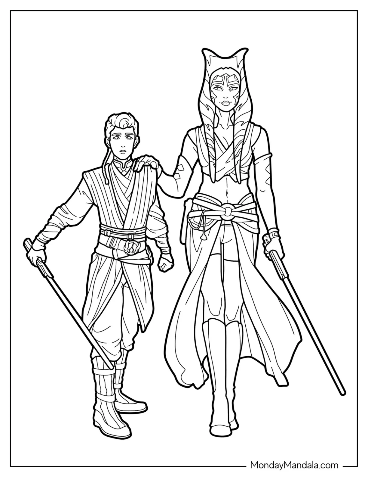 Jedi Knight Ahsoka Coloring Page And Padawan Anakin coloring page