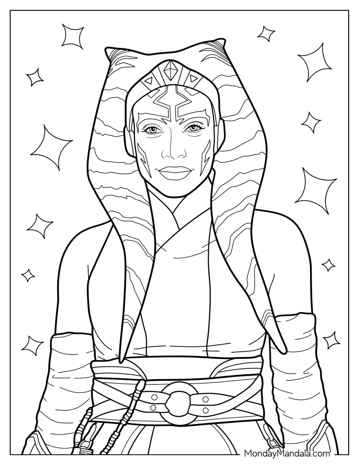 Rosario Dawson As Ahsoka Coloring Page coloring page