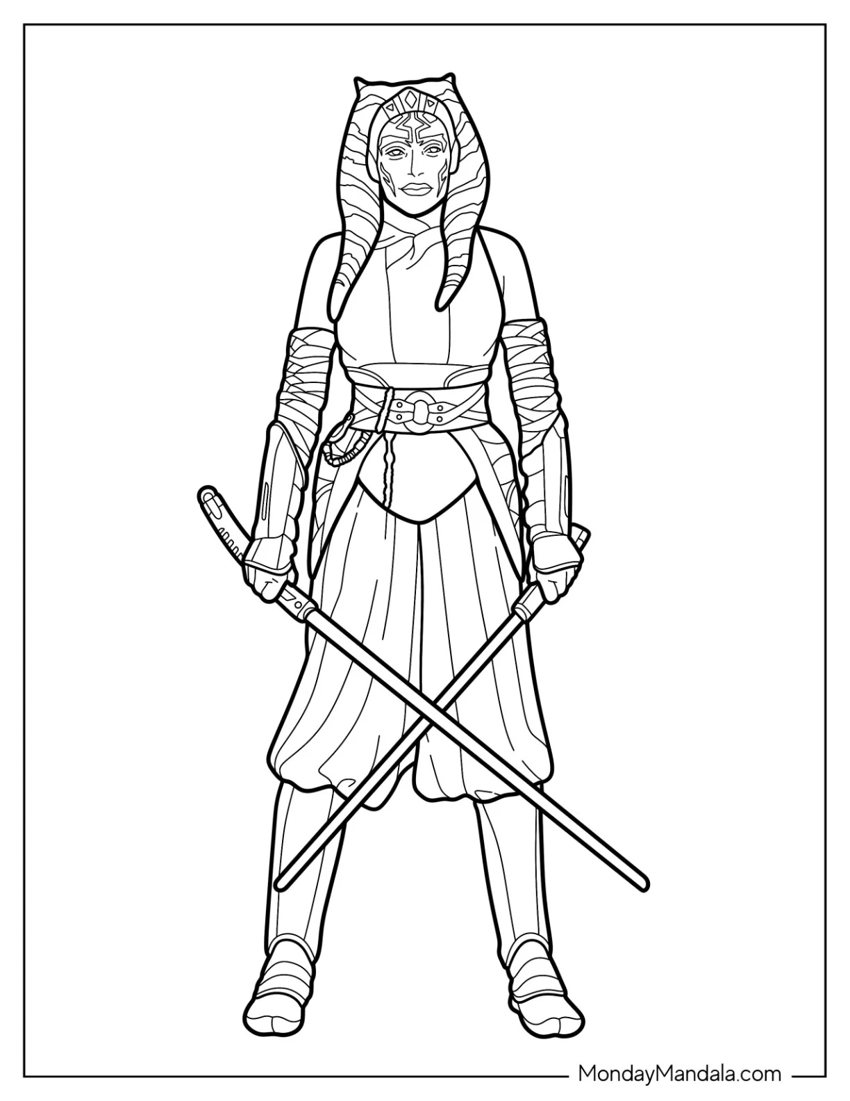 Simple Outline Of Ahsoka Coloring Page coloring page