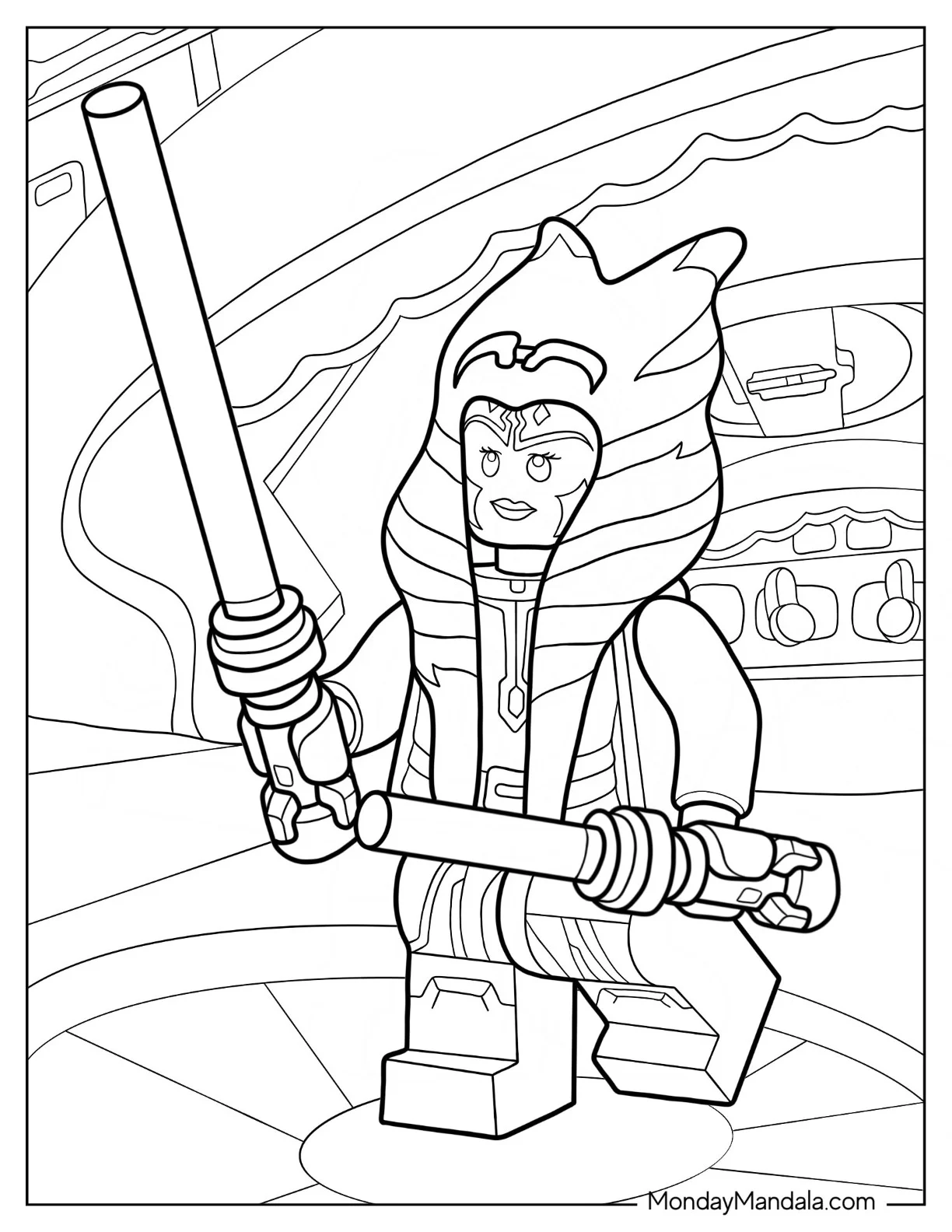 Easy Lego Star Wars Coloring Page Of Ahsoka Tano For Kids coloring page