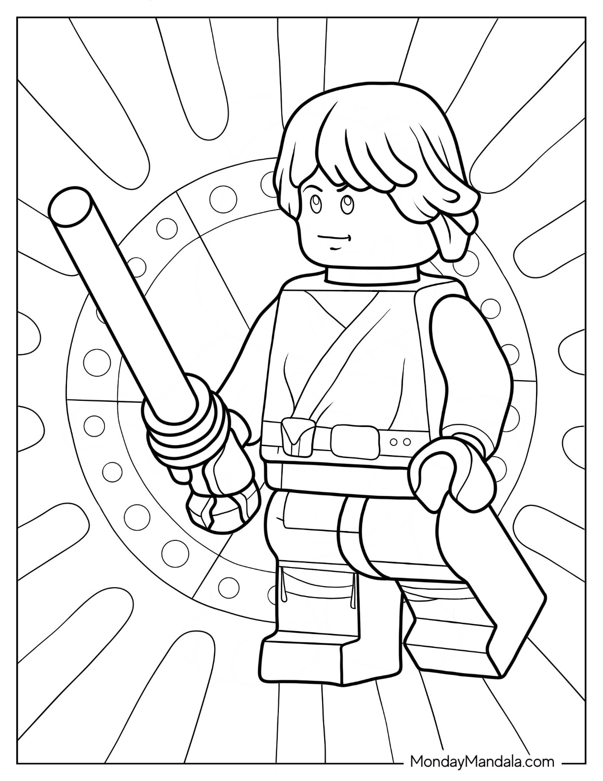 Easy Lego Star Wars Coloring Page Of Luke Skywalker coloring page