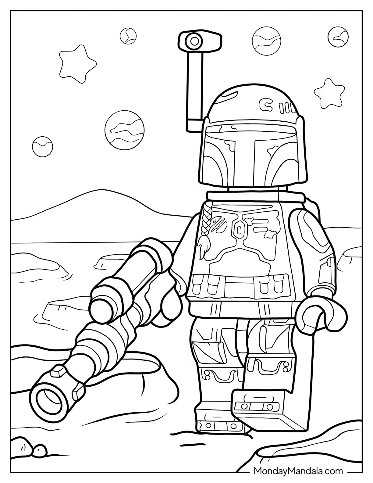 Lego Star Wars Coloring Page Of Boba Fett For Preschoolers coloring page