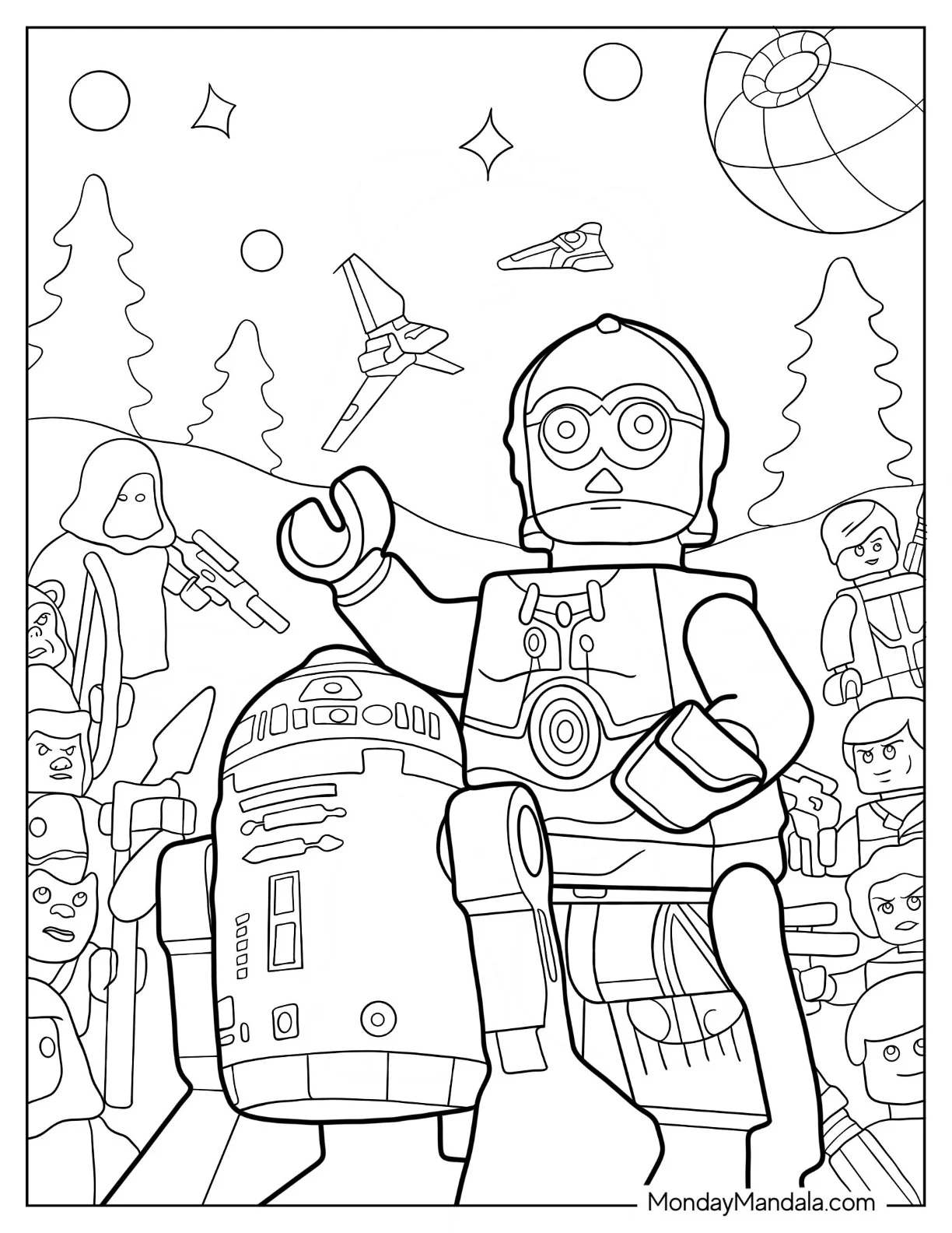 Lego Star Wars Coloring Page Of C-3PO And R2-D2 coloring page