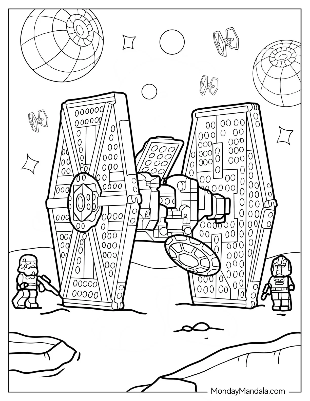 Lego Star Wars Coloring Page Of Imperial TIE Fighter coloring page