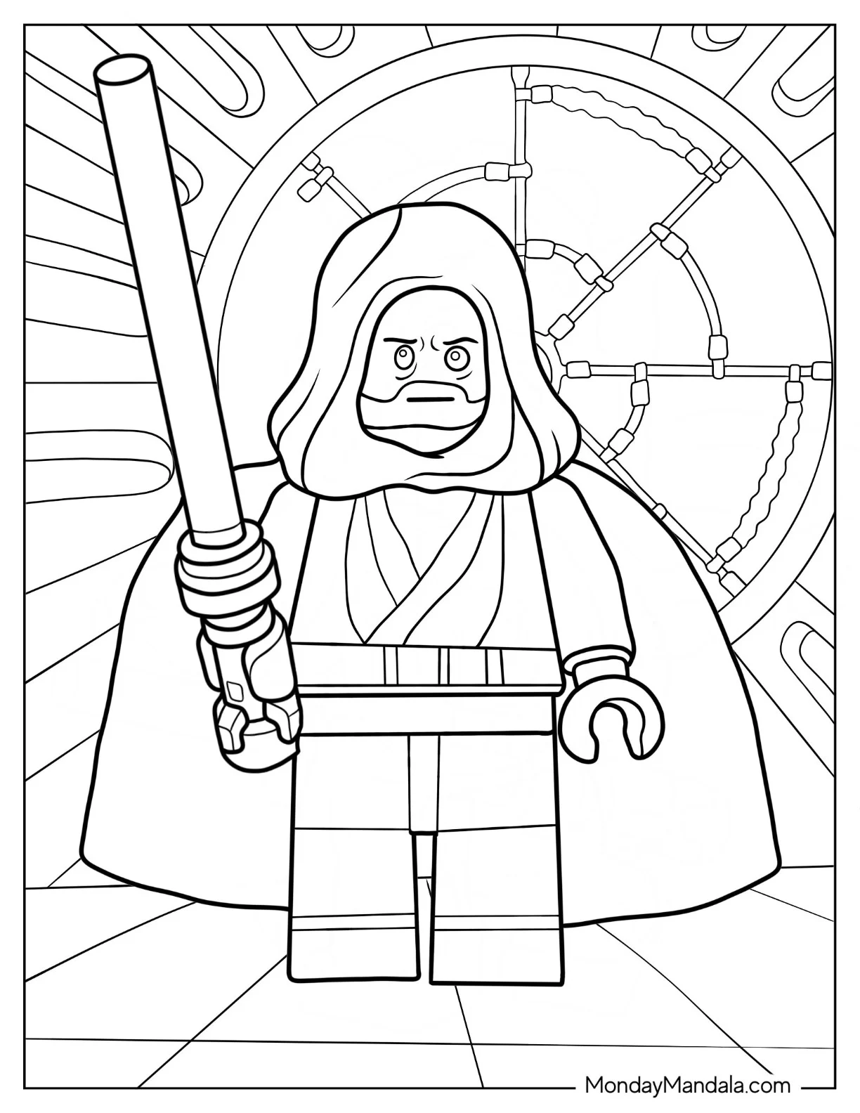 Lego Star Wars Coloring Page Of Obi Wan Kenobi Holding Lightsaber coloring page