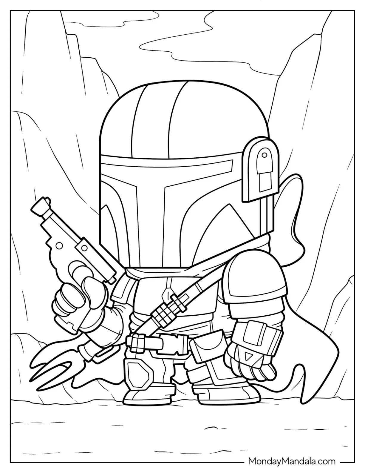 Funko Pop Mandalorian Coloring Page For Preschoolers coloring page