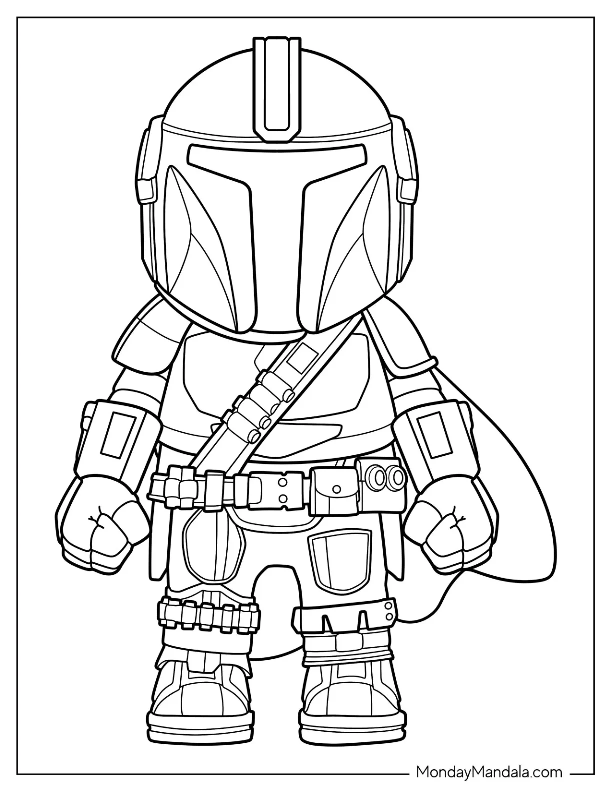 Kawaii Mandalorian Coloring Page For Preschoolers coloring page