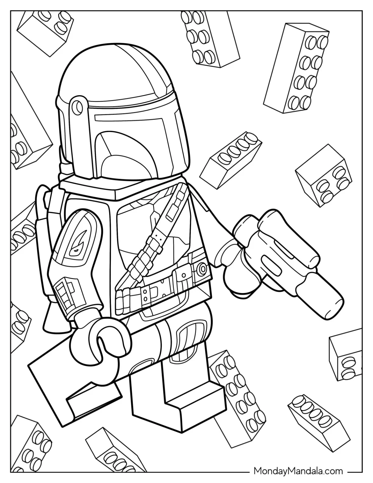 Lego Mandalorian Coloring Page coloring page — printable line art