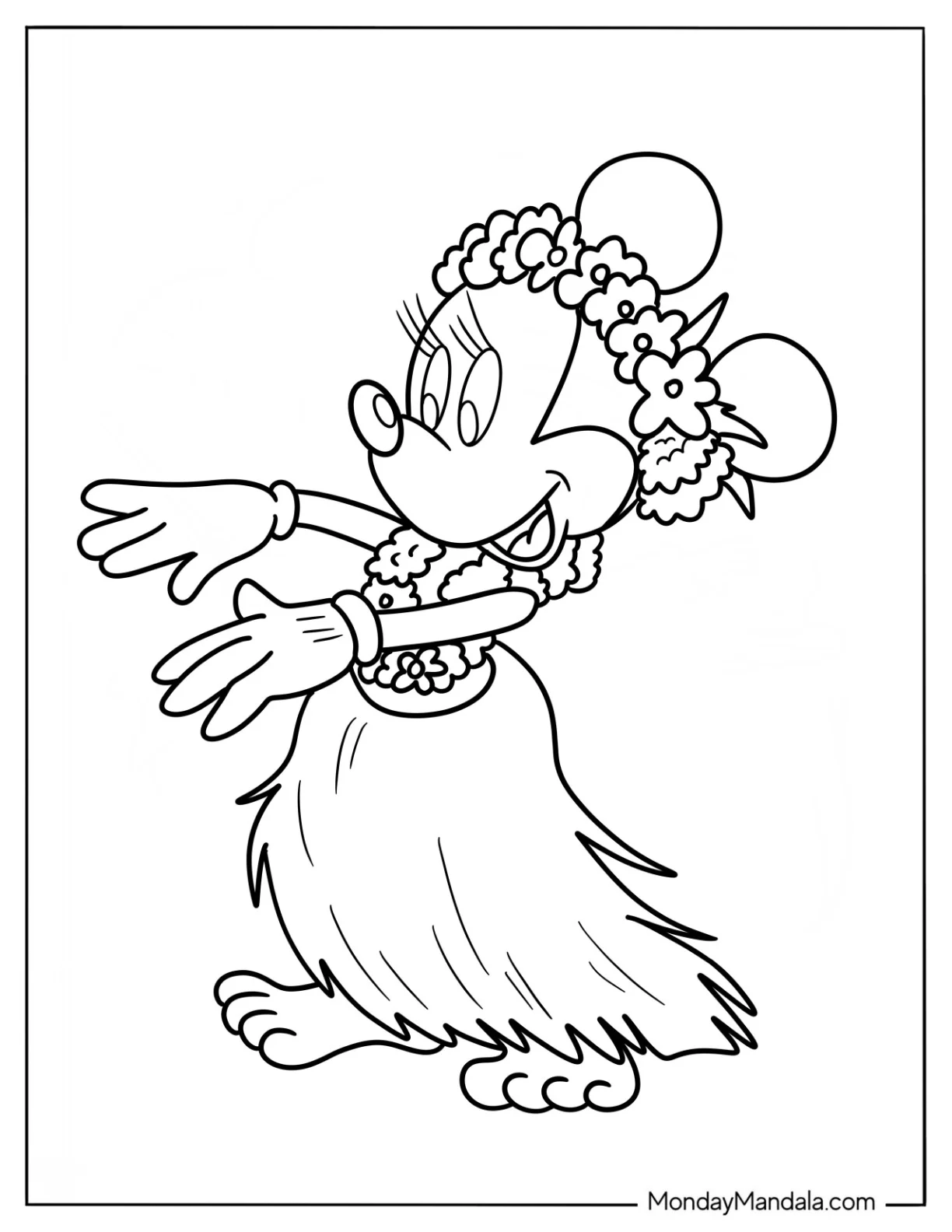 Beach Coloring Page Of Minnie Mouse Dancing The Hula coloring page