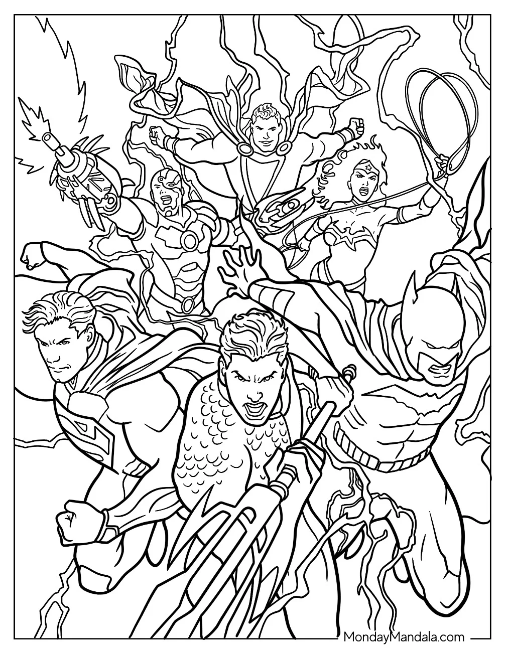 Aquaman Coloring Page Leading The Justice League coloring page