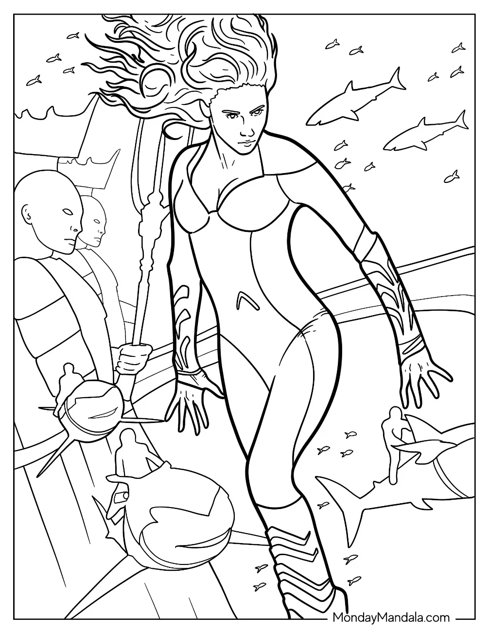 Aquaman Coloring Page Realistic Mera In Atlantis coloring page