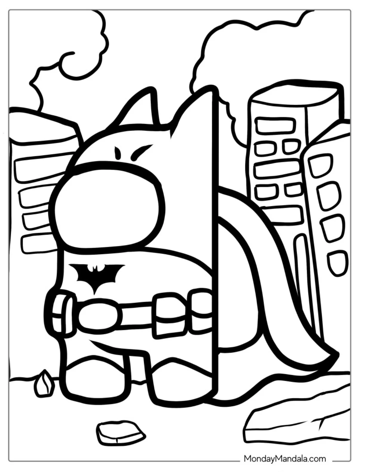 Among Us Batman Coloring Page For Kids coloring page — printable line art