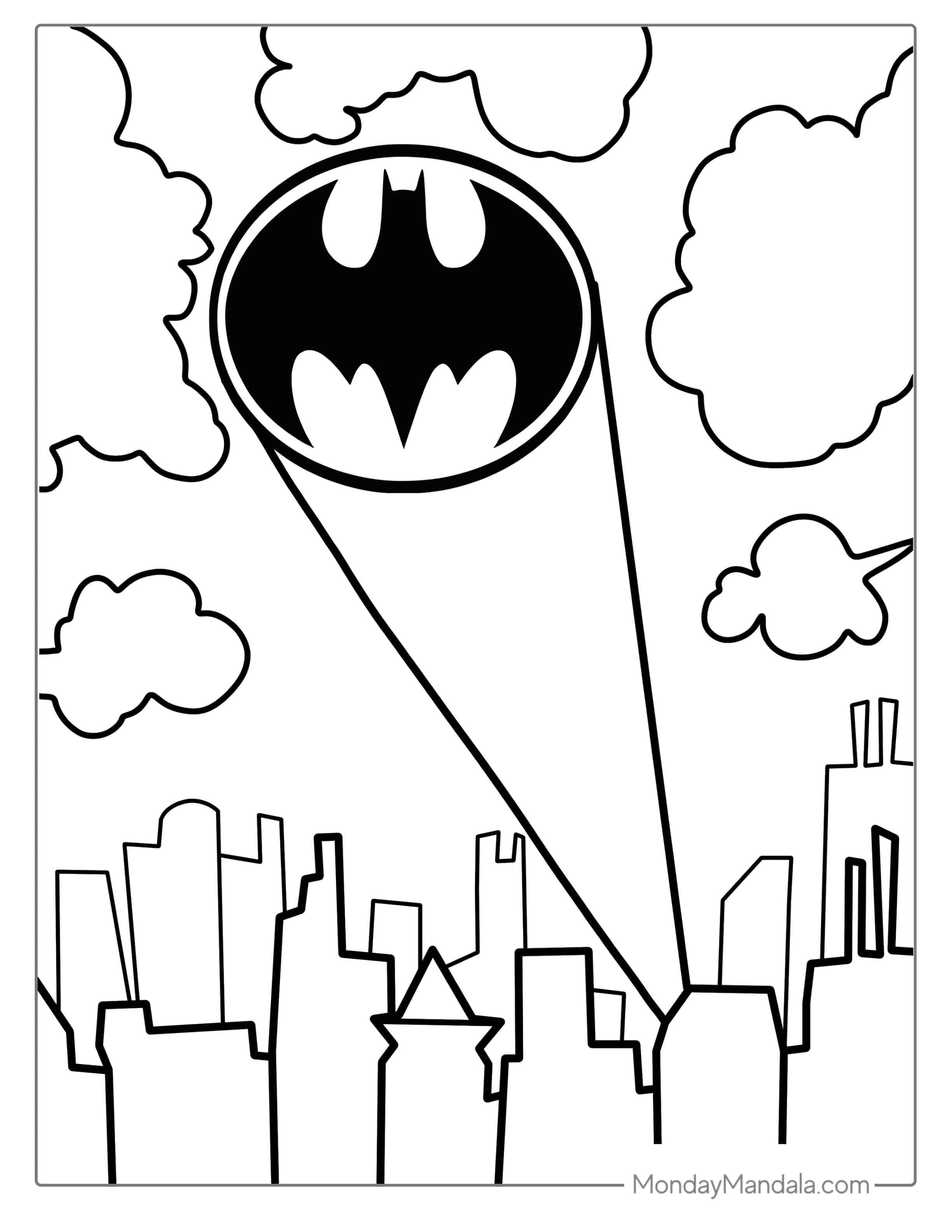 Bat Signal Beam Coloring Sheet For Kids coloring page