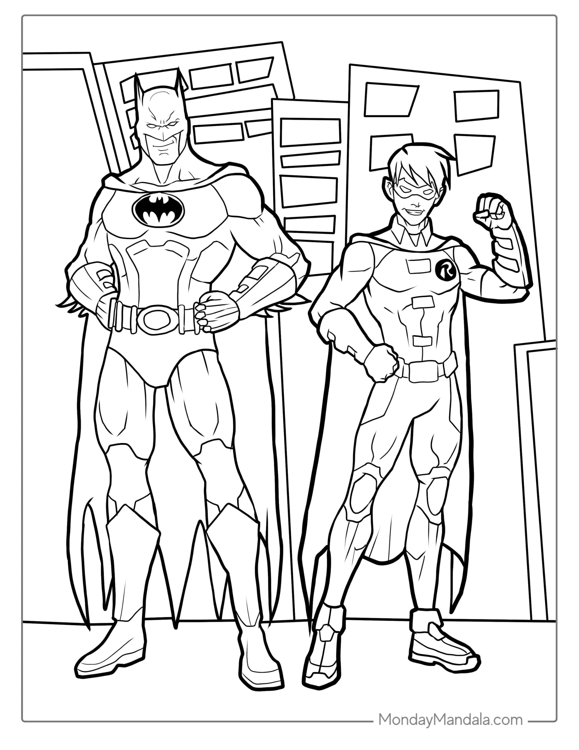 Batman And Robin Coloring Sheet coloring page — printable line art