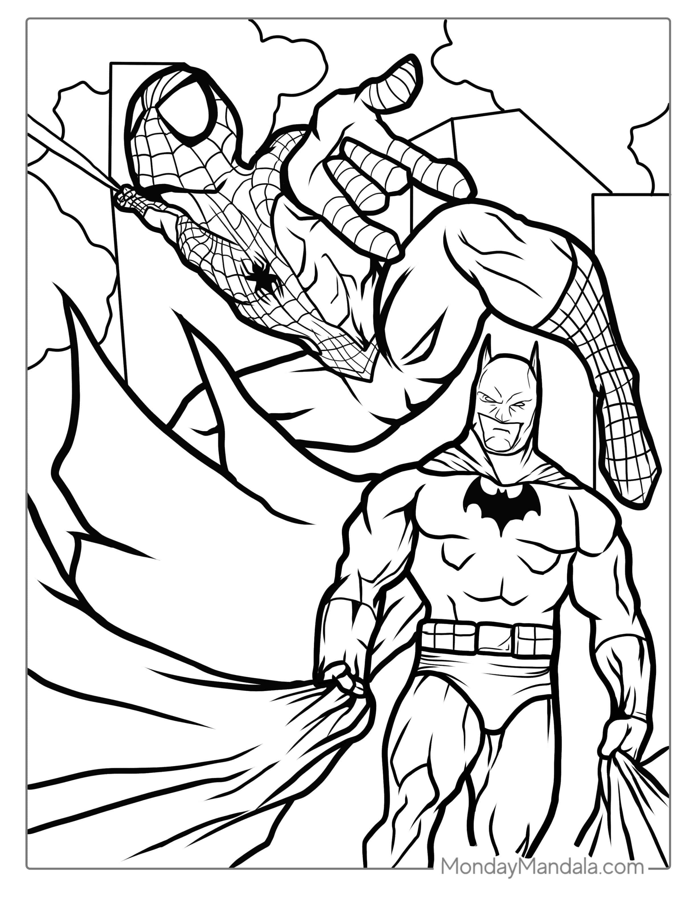 Batman And Spider-Man Coloring Sheet coloring page