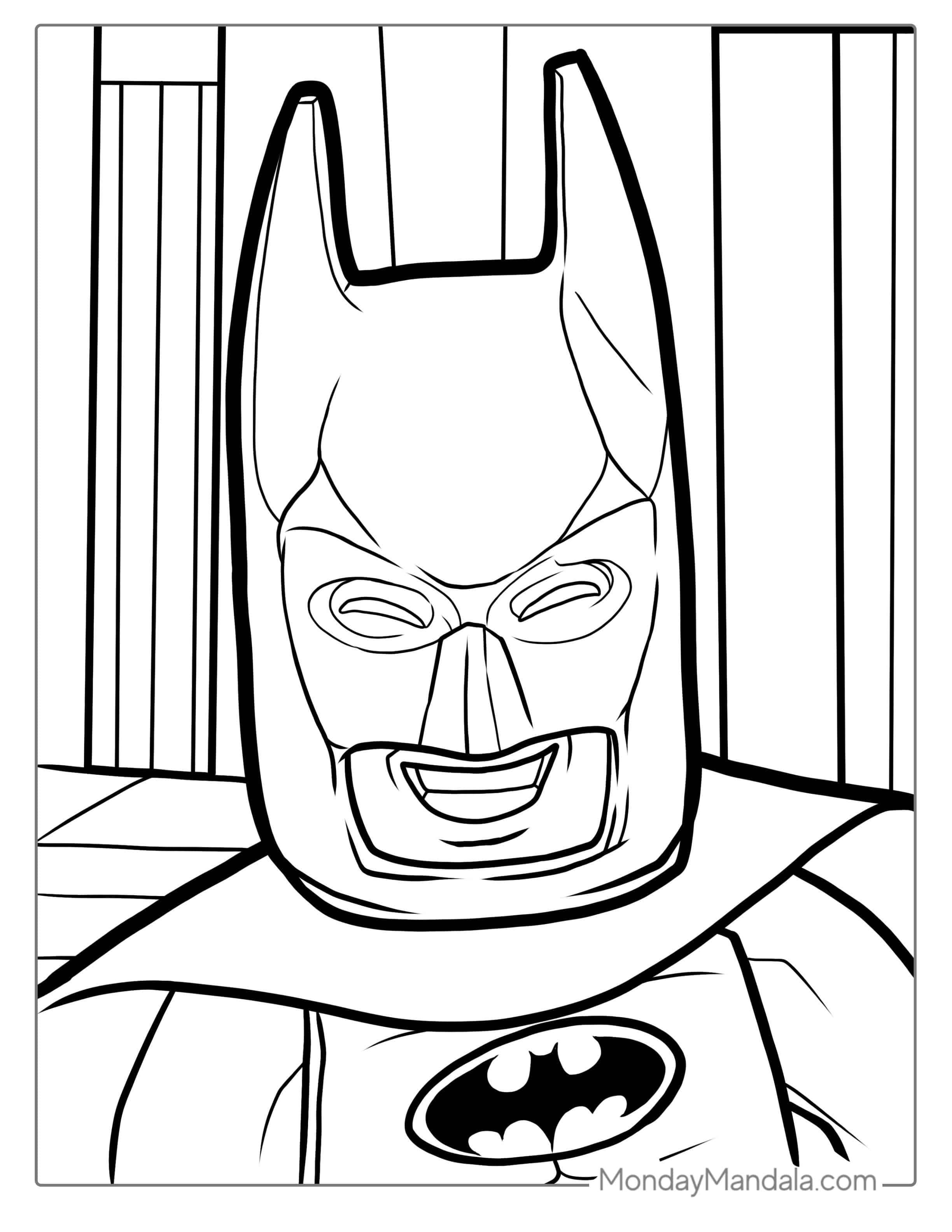 Closeup Of Lego Batman Mask Coloring coloring page — printable line art