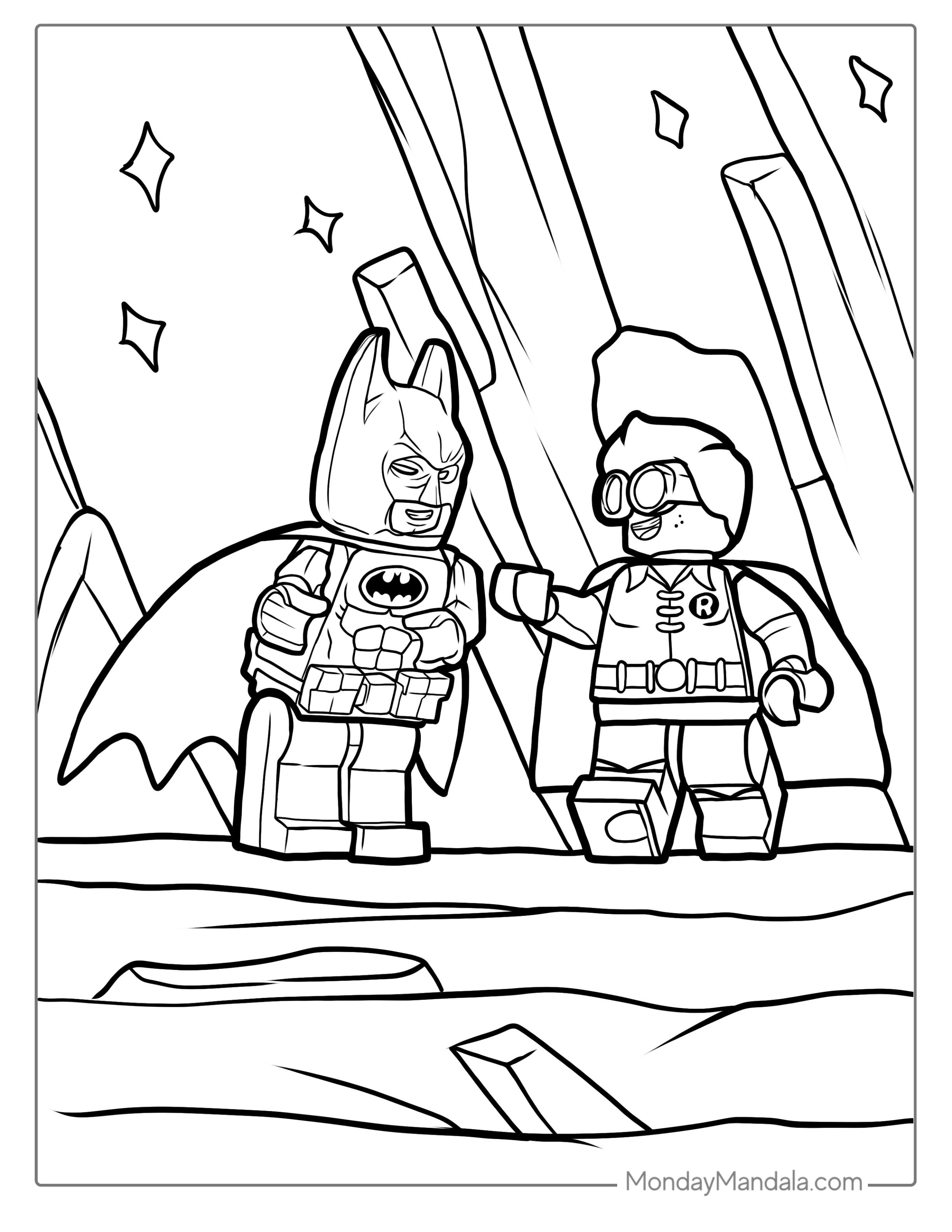 Lego Batman And Lego Robin Coloring coloring page — printable line art