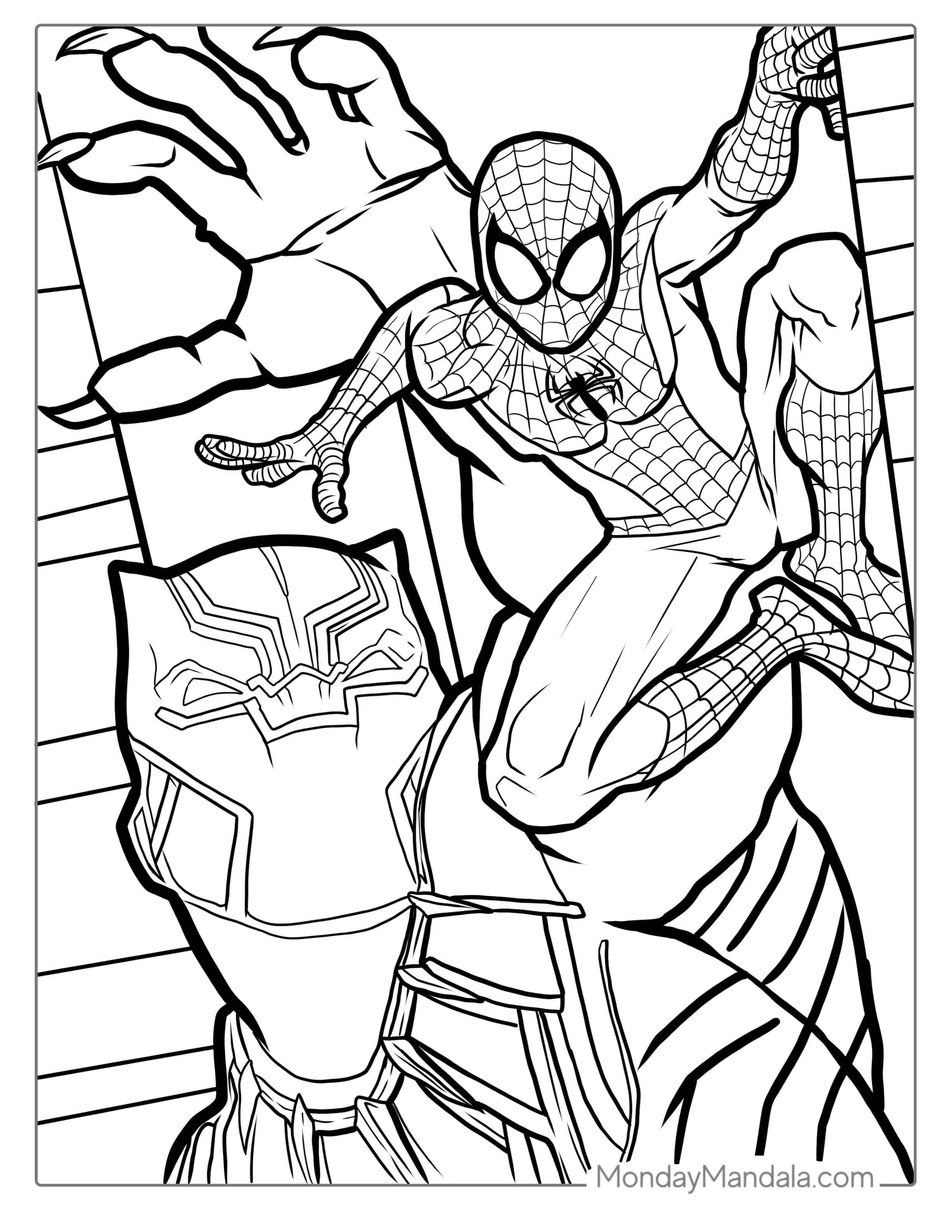 Black Panther And Spider Man Coloring Sheet coloring page