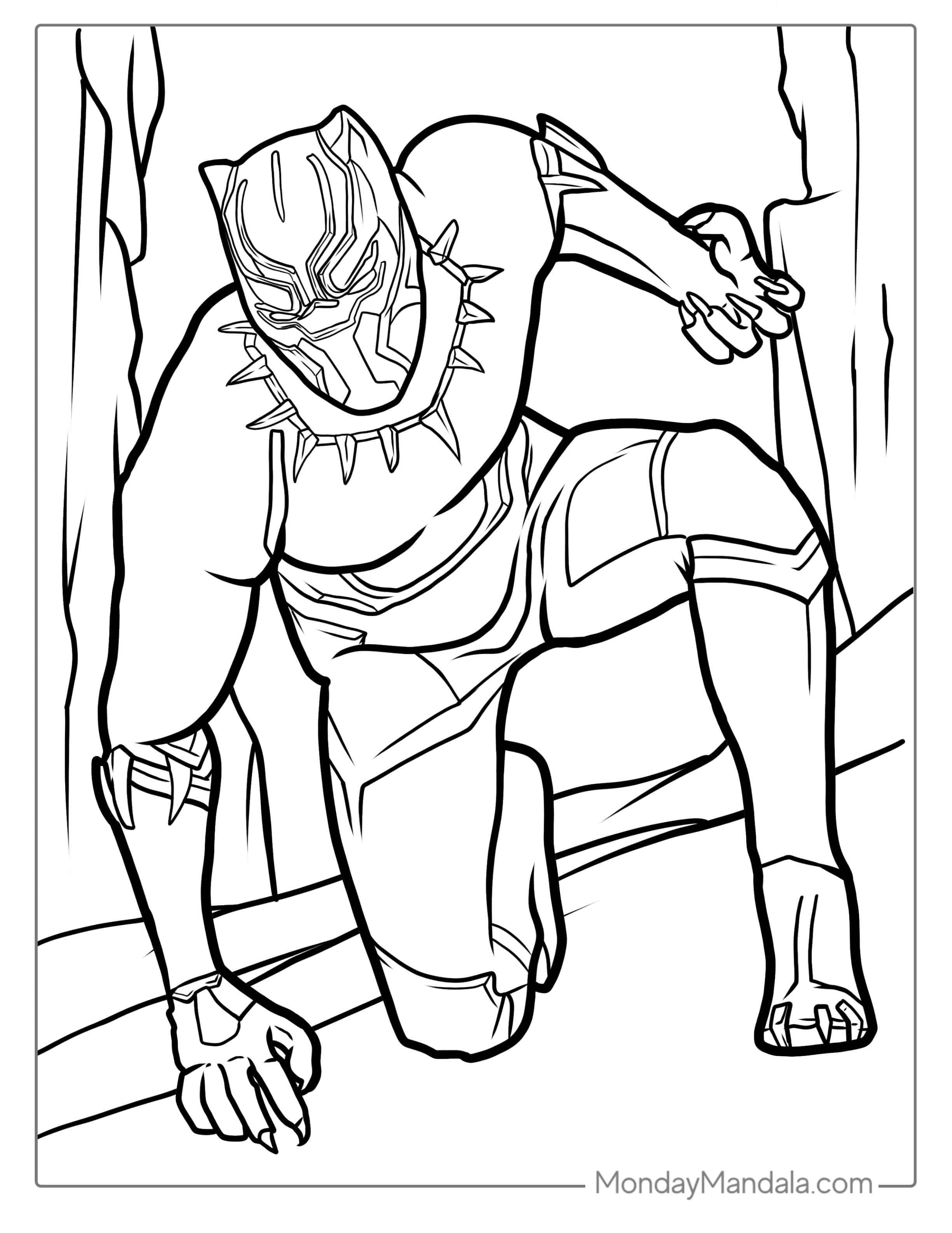 Black Panther In Attack Position Coloring coloring page