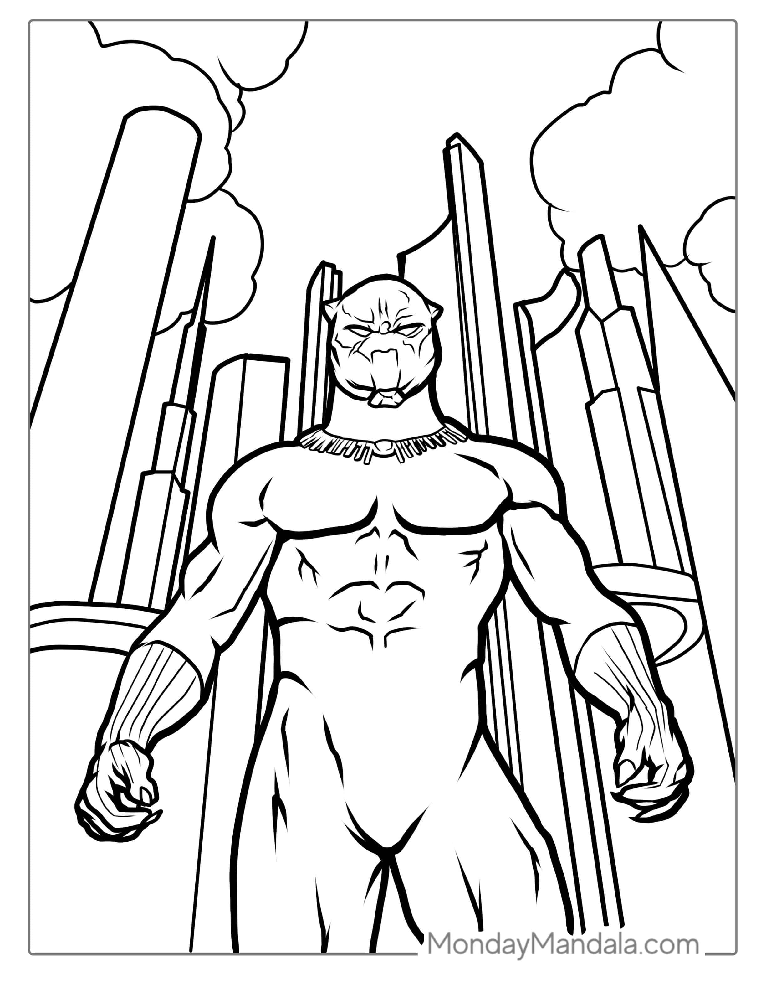 Black Panther In Wakanda Coloring Page coloring page