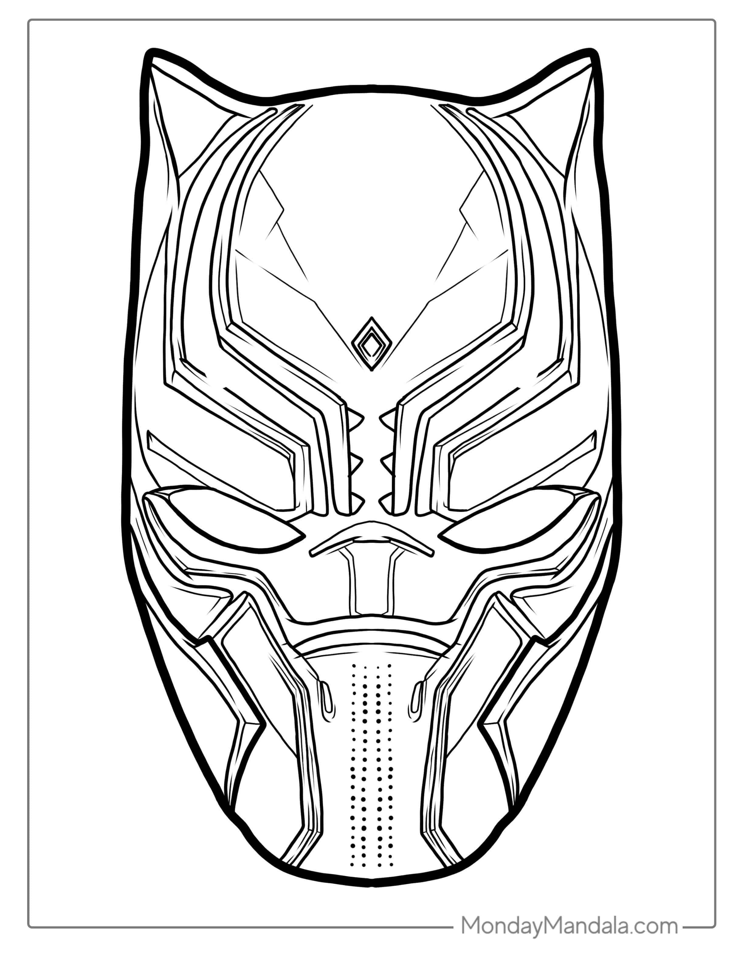 Black Panther Mask Coloring Page coloring page