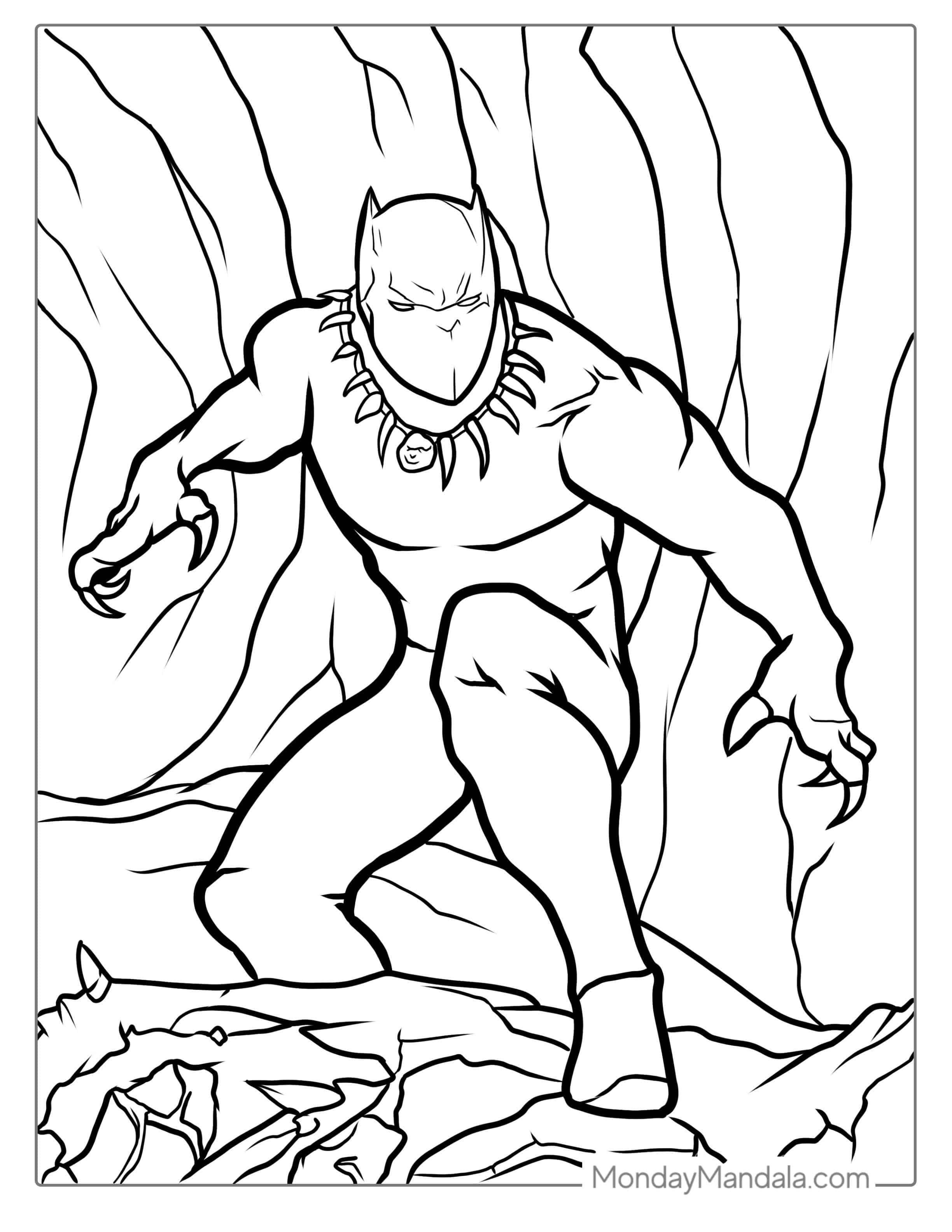 Black Panther With Claws Out coloring page — printable line art