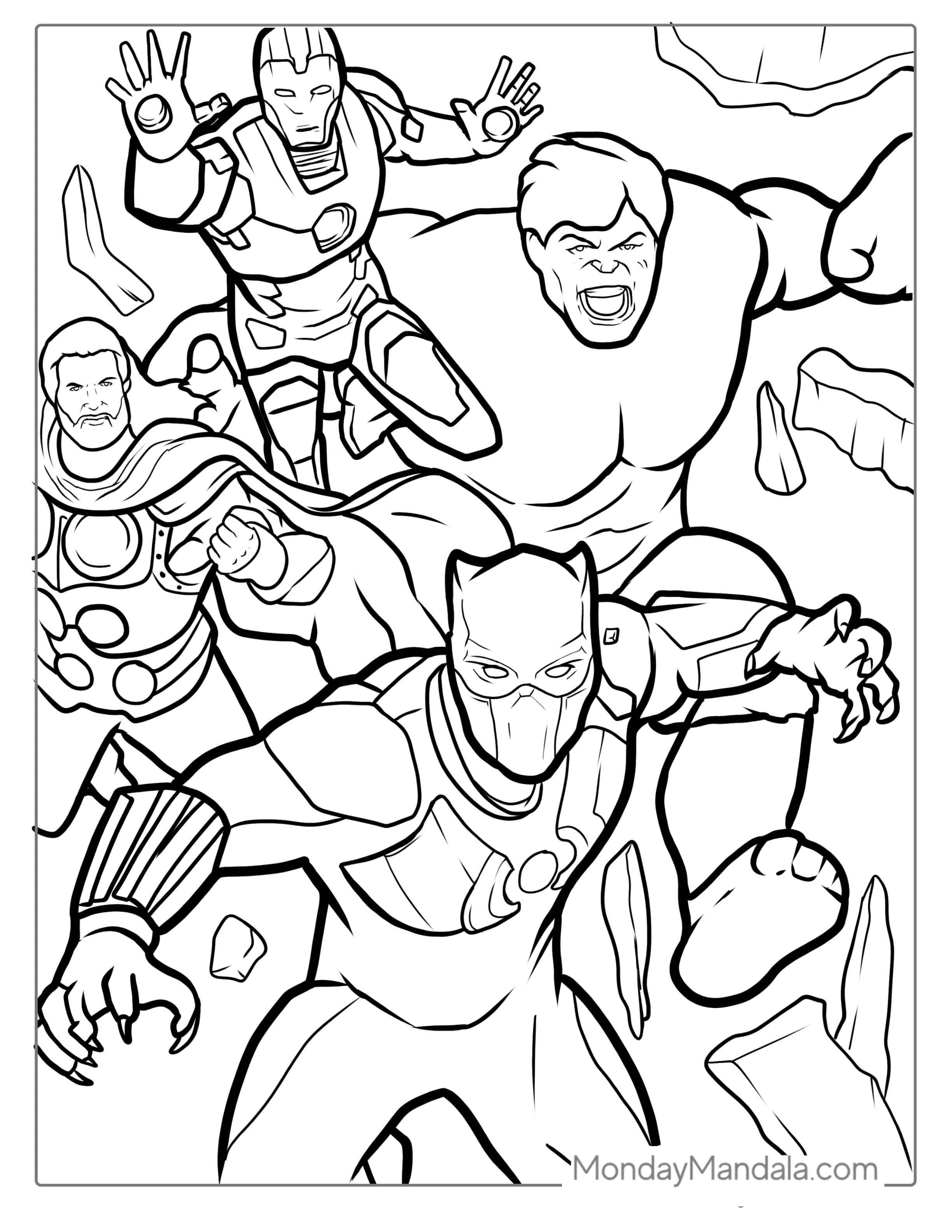 Black Panther With The Avengers Coloring Page coloring page