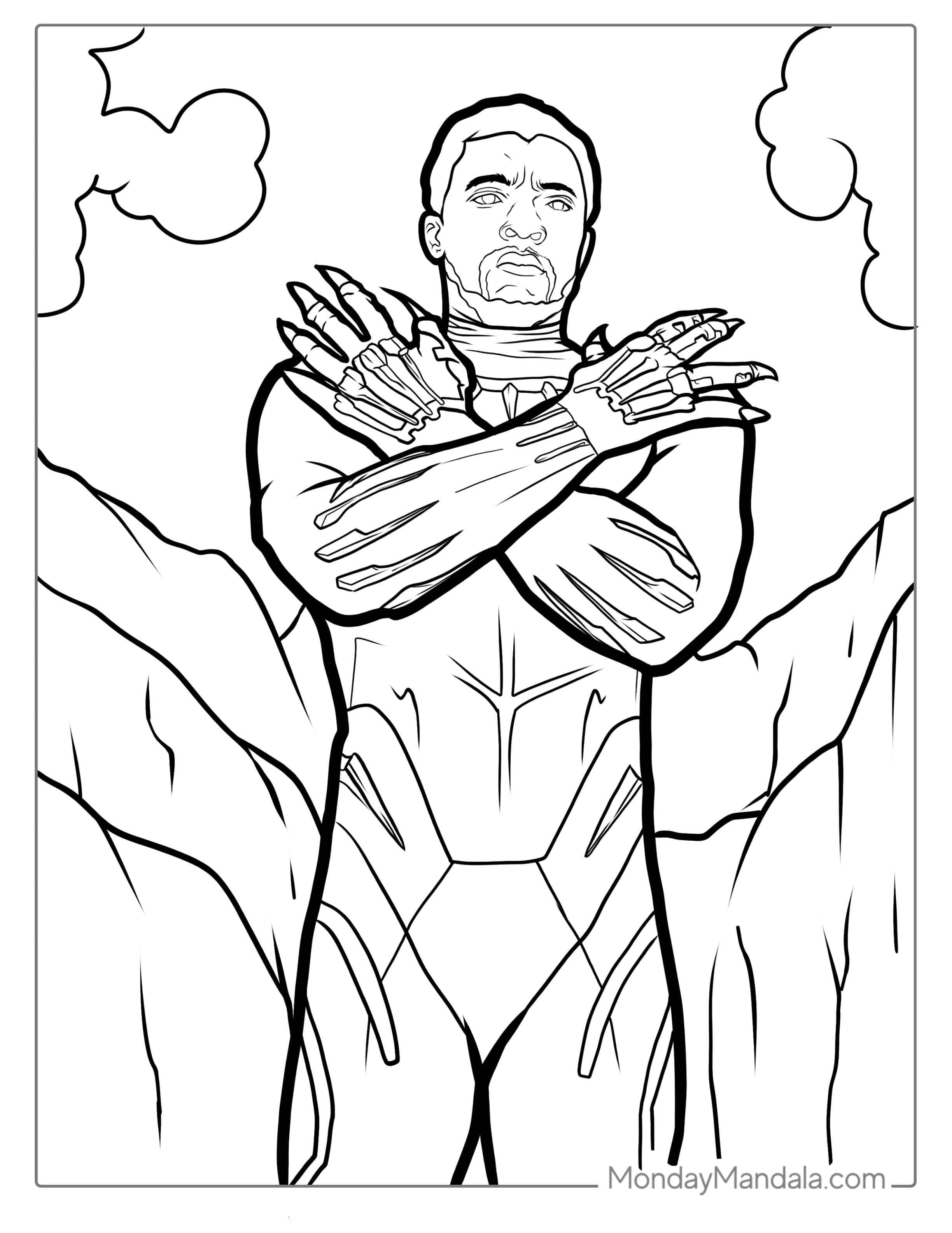 Chadwick Boseman As Black Panther coloring page — printable line art