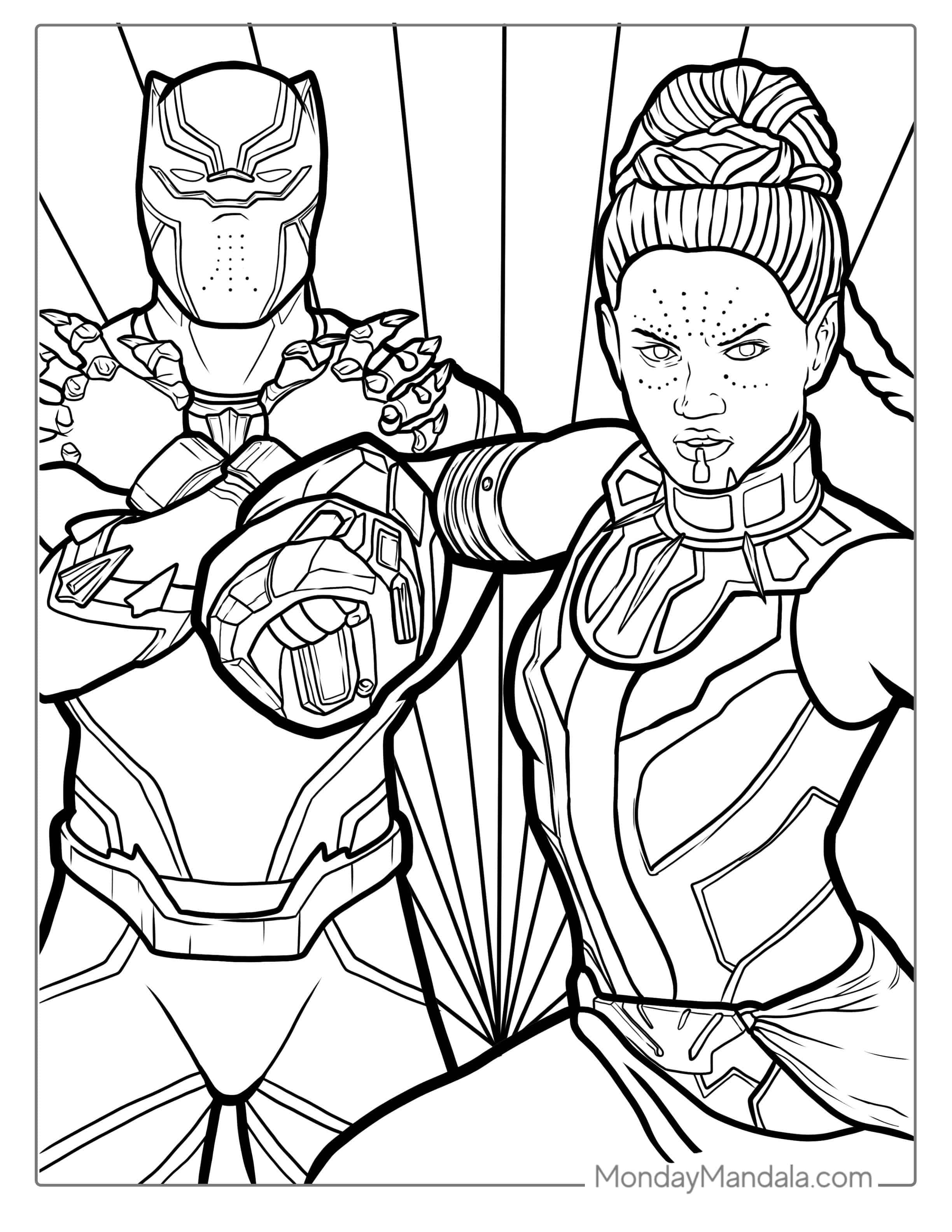 Shuri And Black Panther Coloring Sheet coloring page