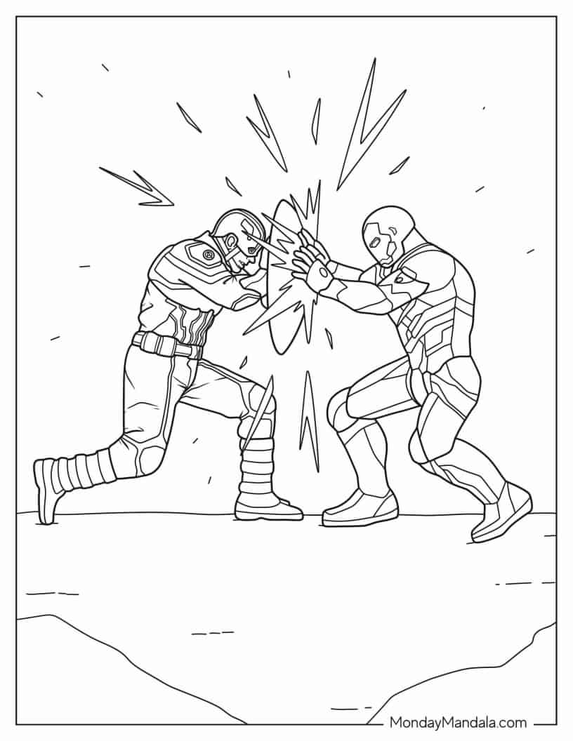 Iron Man Vs Captain America Coloring Sheet coloring page