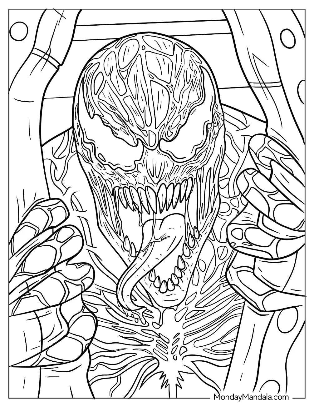 Close Up Of Growling Carnage Coloring Page coloring page
