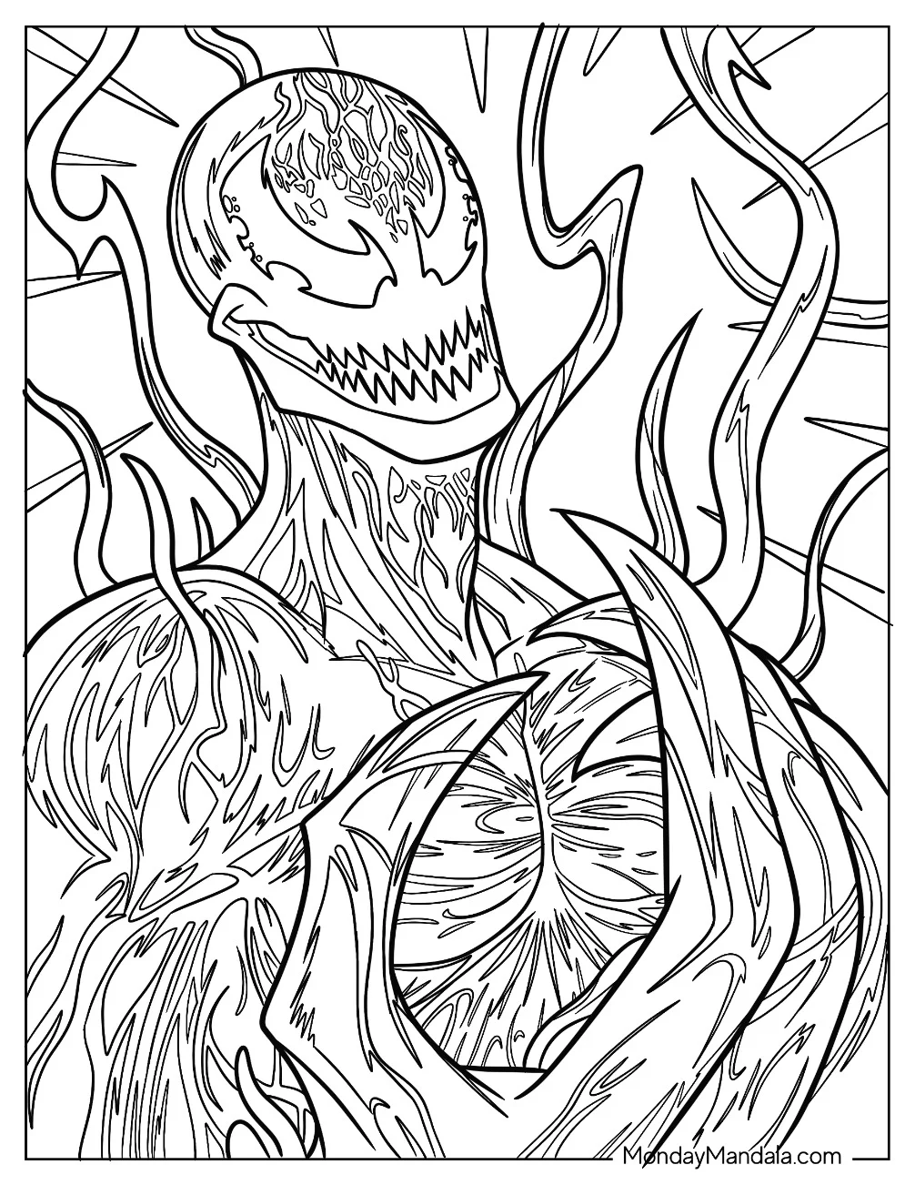 Detailed Close Up Of Carnage Coloring Page coloring page