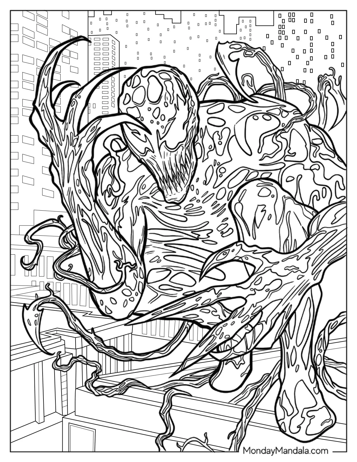 Realistic Carnage Coloring Page In Battle coloring page — printable line art