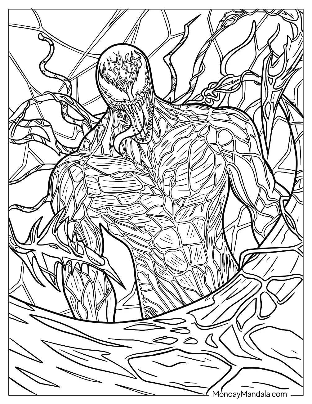 Realistic Carnage Coloring Page With Tongue Out coloring page — printable line art