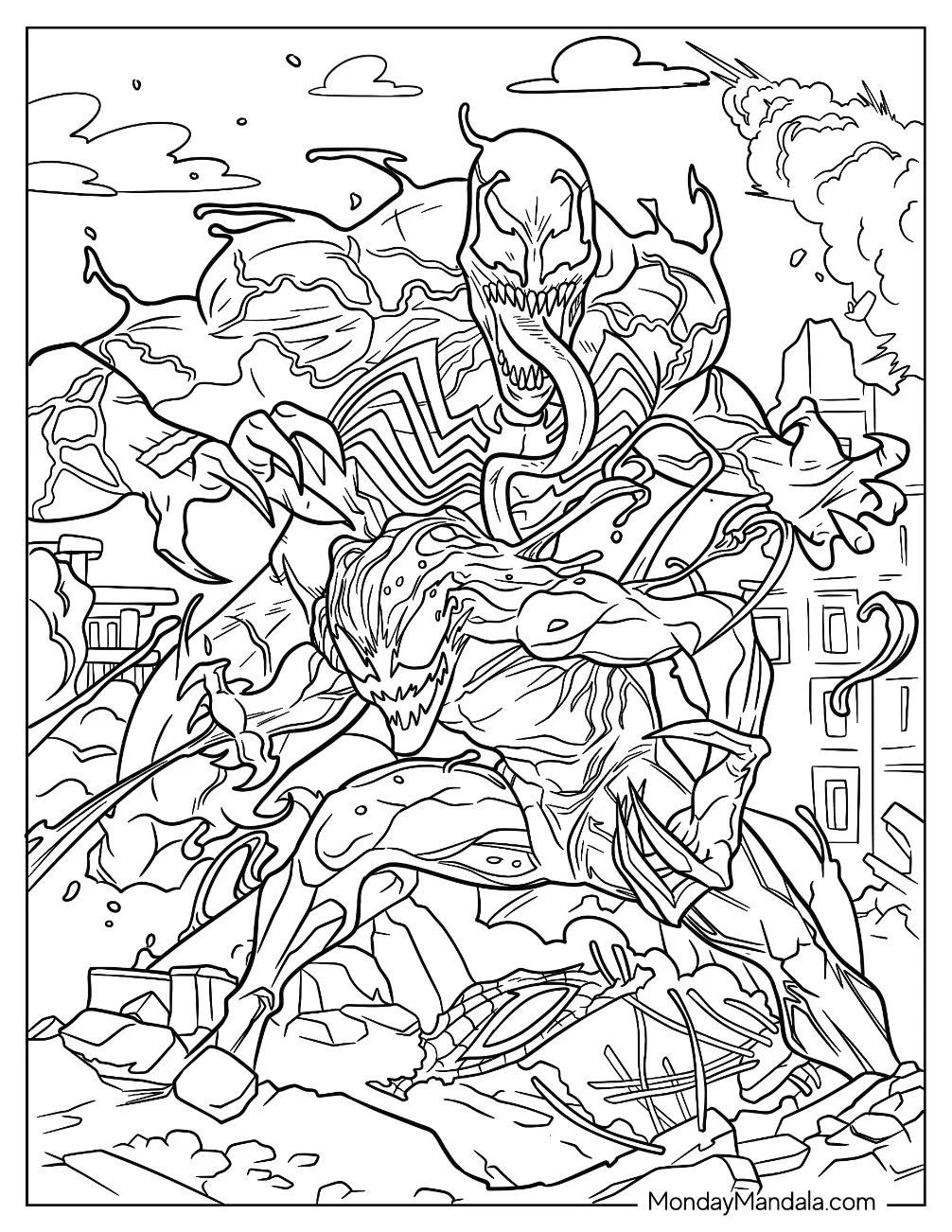 Venom Fighting With Carnage Coloring Page coloring page