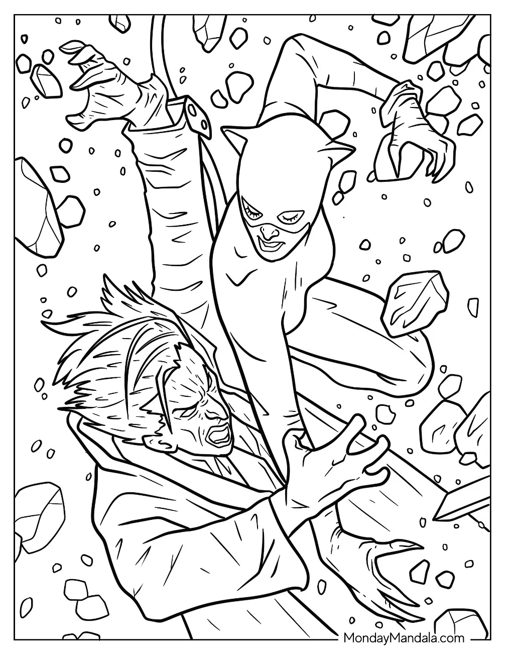 Catwoman Coloring Page Attacking The Joker coloring page