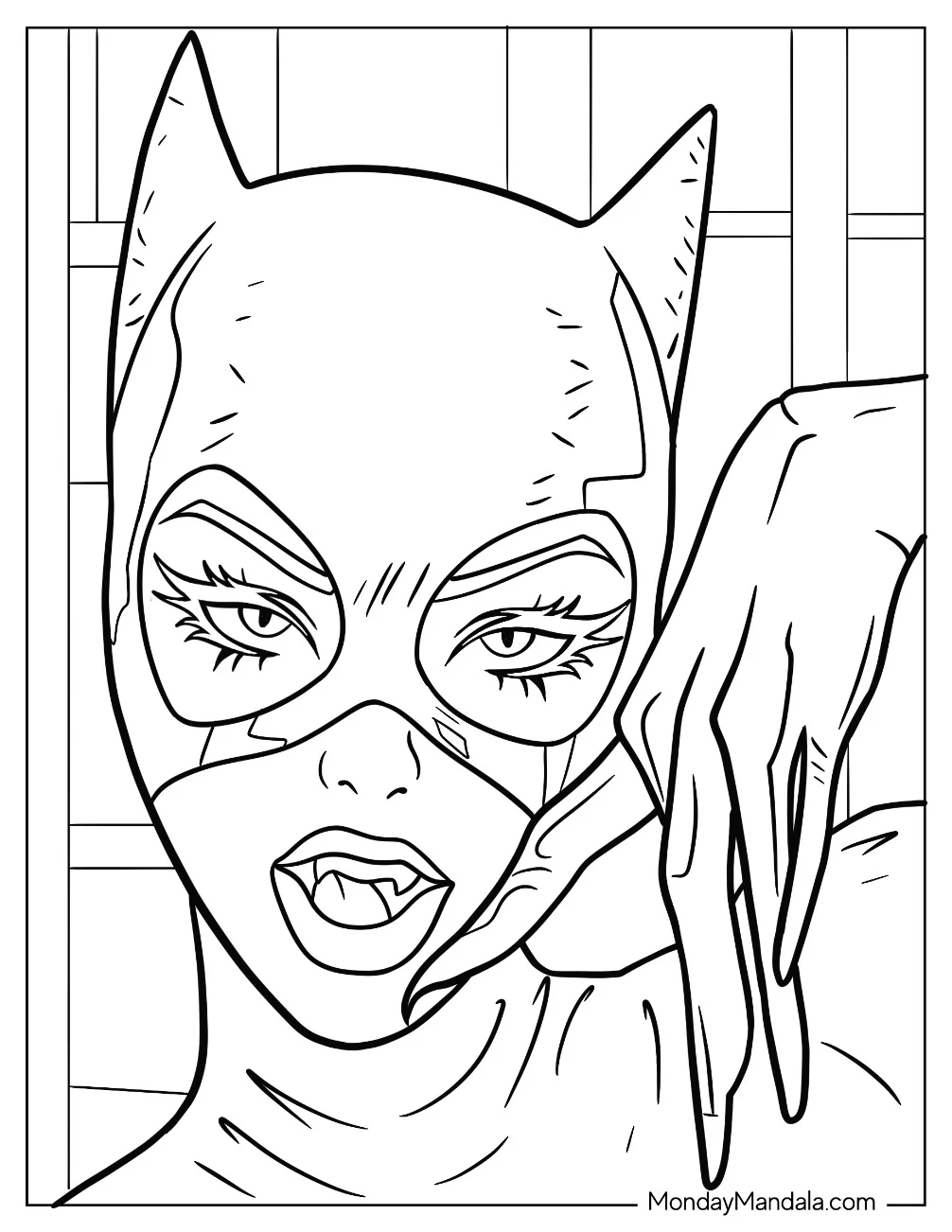 Catwoman Coloring Page Baring Fangs And Showing Claws coloring page