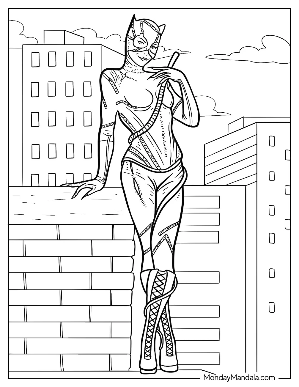 Catwoman Coloring Page With Wip Around Her Body coloring page