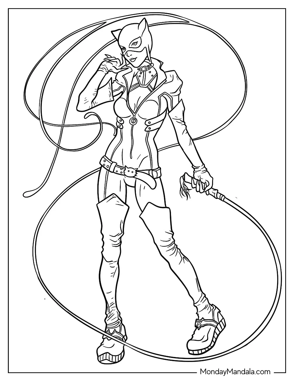 Simple Catwoman Coloring Page With Wip For Kids coloring page