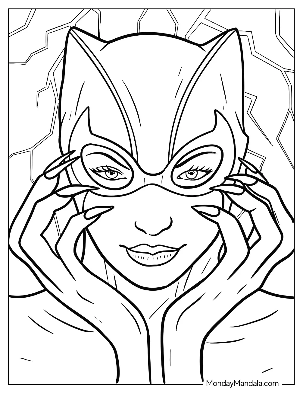Simple Close Up Of Catwoman Coloring Page For Kids coloring page