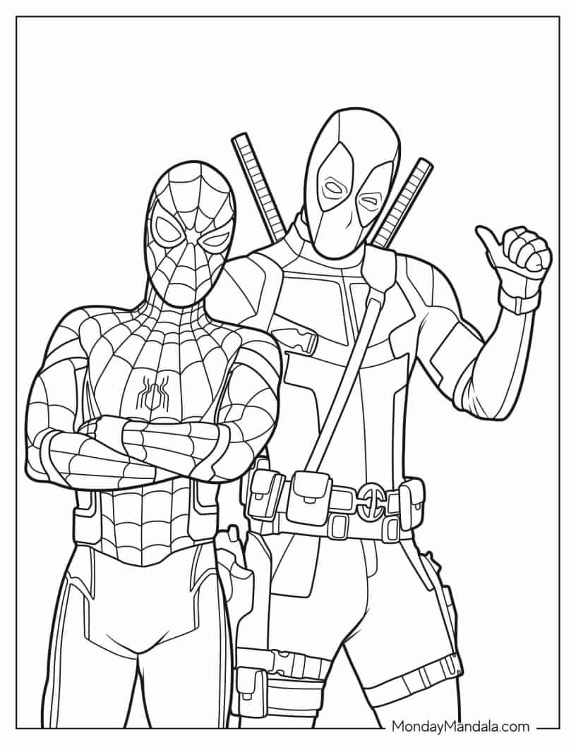 Coloring Page Of Spider Man And Deadpool coloring page