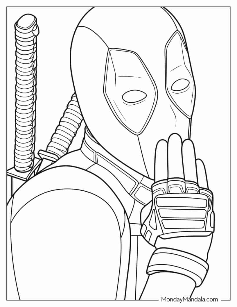 Deadpool Doing Naughty Pout Face coloring page