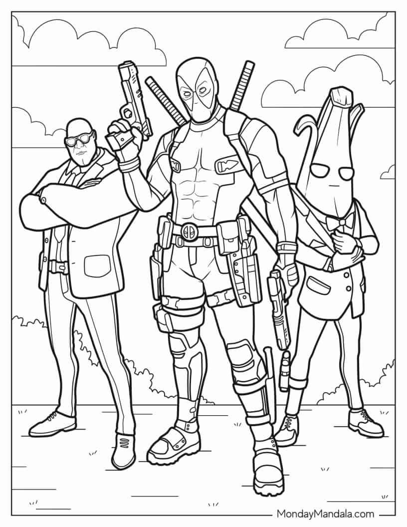 Fortnite Deadpool Coloring Sheet coloring page