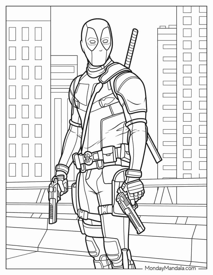 Realistic Deadpool Coloring Page coloring page