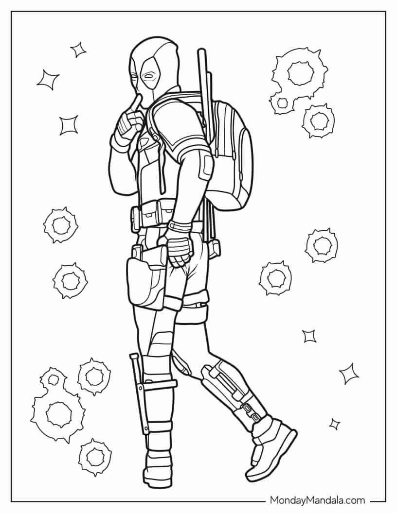 Sassy Deadpool Coloring Page coloring page — printable line art