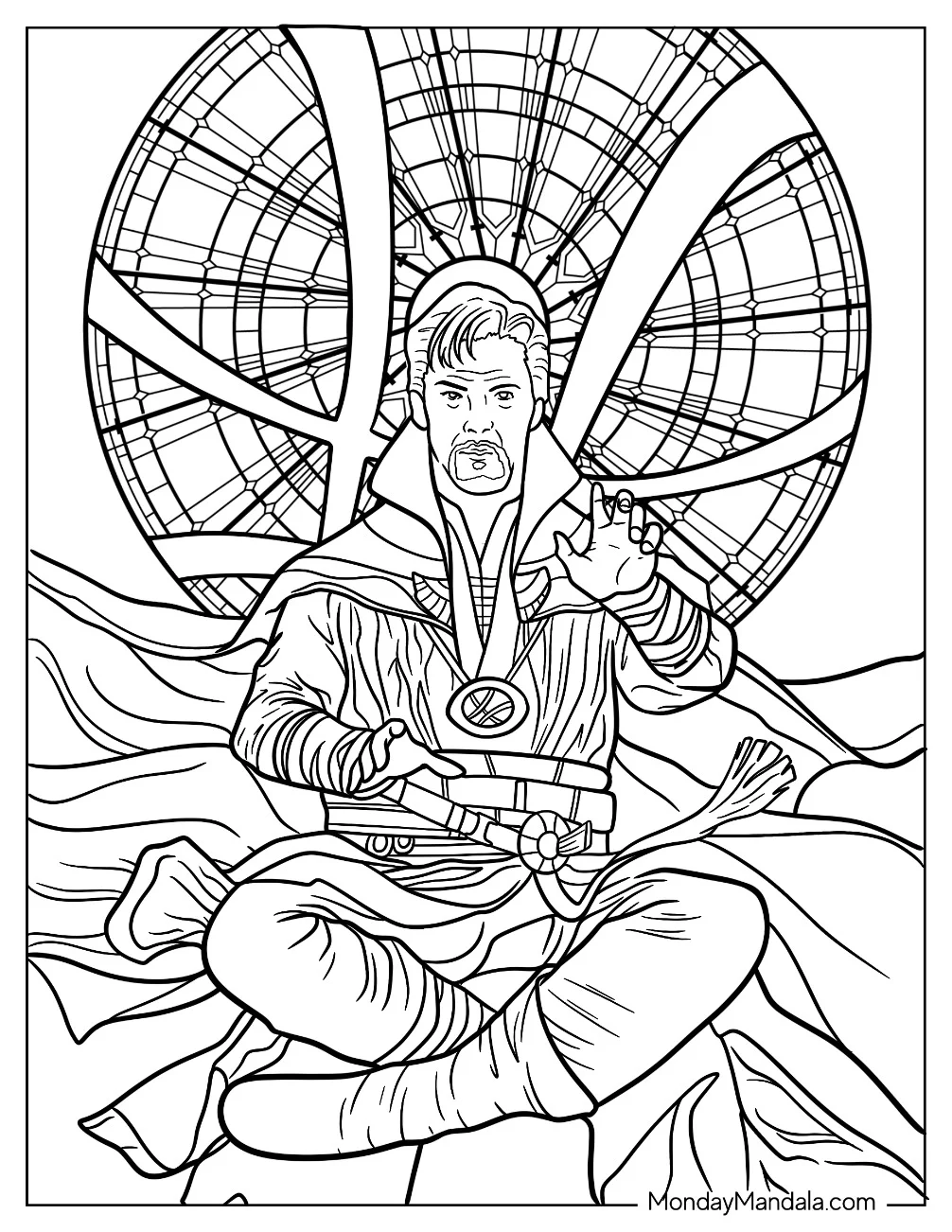 Doctor Strange Coloring Page Levitating coloring page